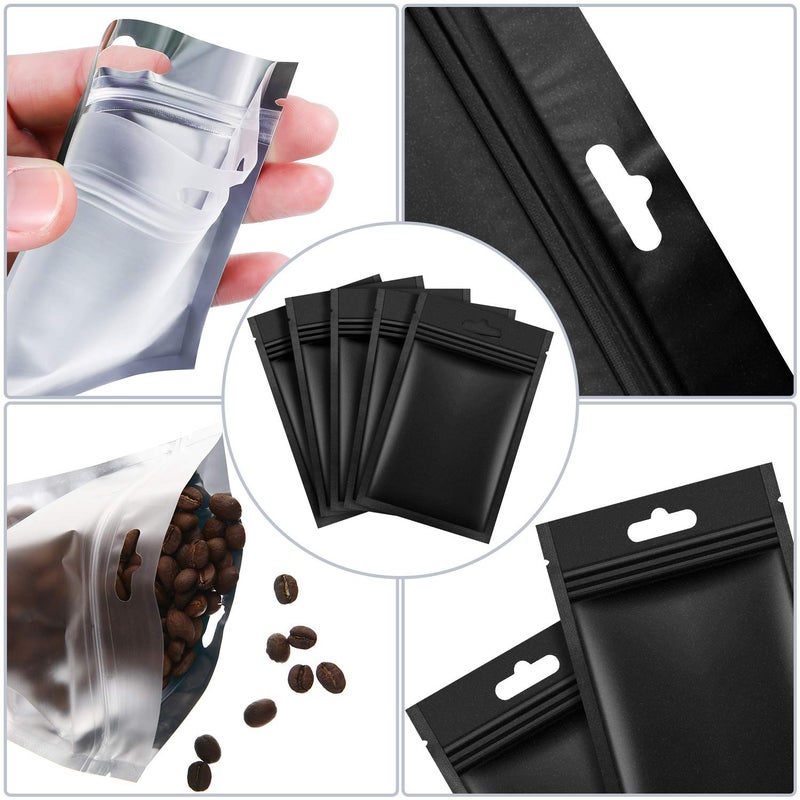 Hestya 200 Pieces Polyester Film Zip Lock Bags Aluminum Foil Bags, Flat Metallic Polyester Film Foil Flat Food Storage Bags Pouch (Black, 8 x 13 cm) - Image 2